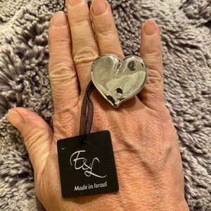 Brand new, bold statement sterling Silver Heart Ring. Size 6, made in Israel.